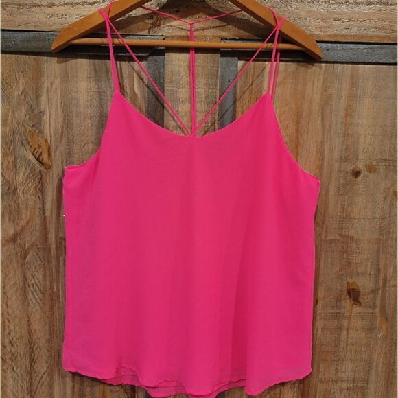 Naked Zebra Tops - NWT Naked Zebra Hot Pink Strappy Double Layer Flowy Sleeveless Tank Top Blouse M
